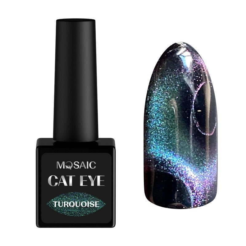 Turquoise cat eye gel polish